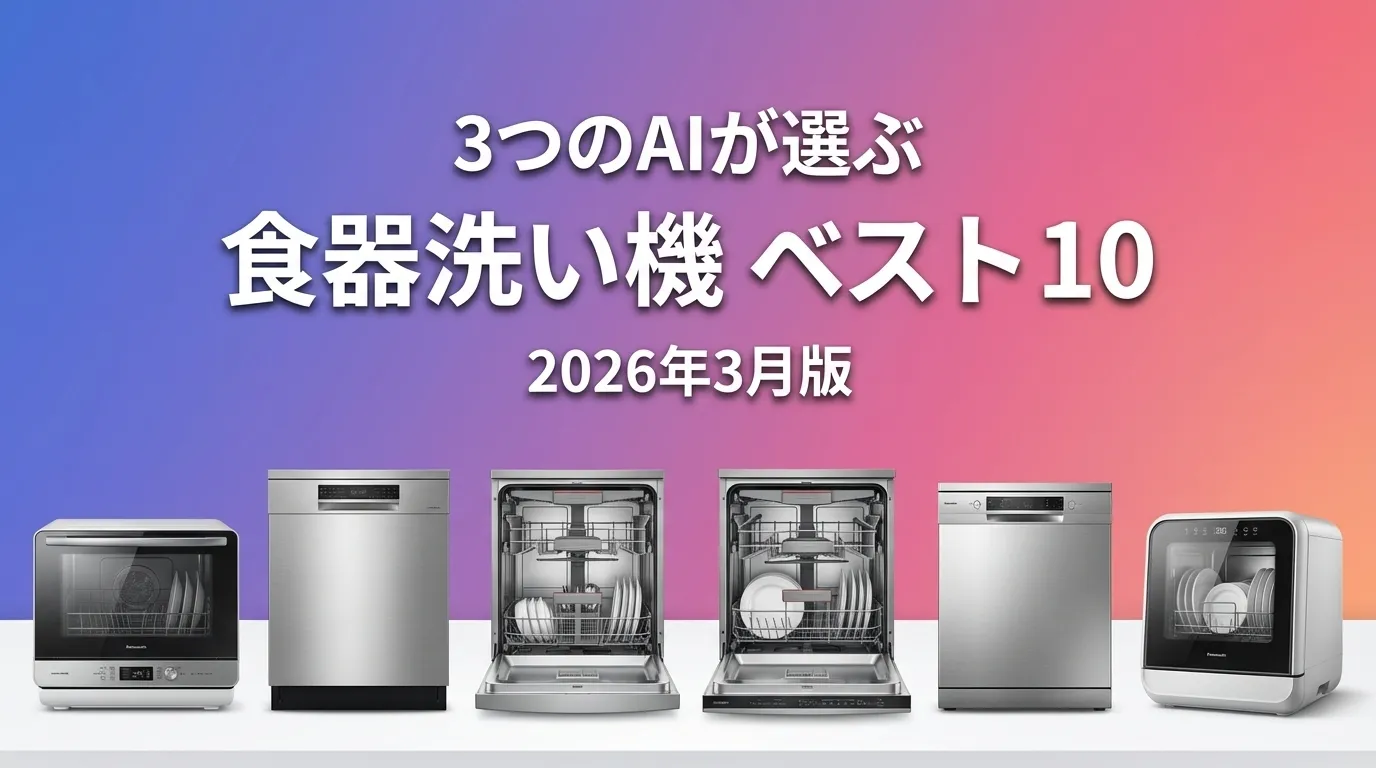 3つのAIが徹底評価。2026年3月版食器洗い機おすすめAIランキング
