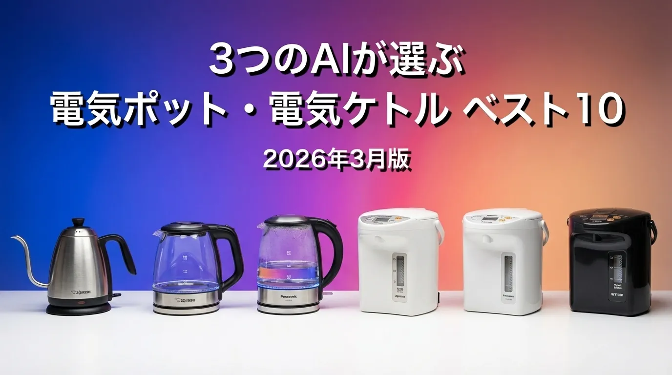 3つのAIが徹底評価。2026年3月版電気ポット・電気ケトルおすすめAIランキング