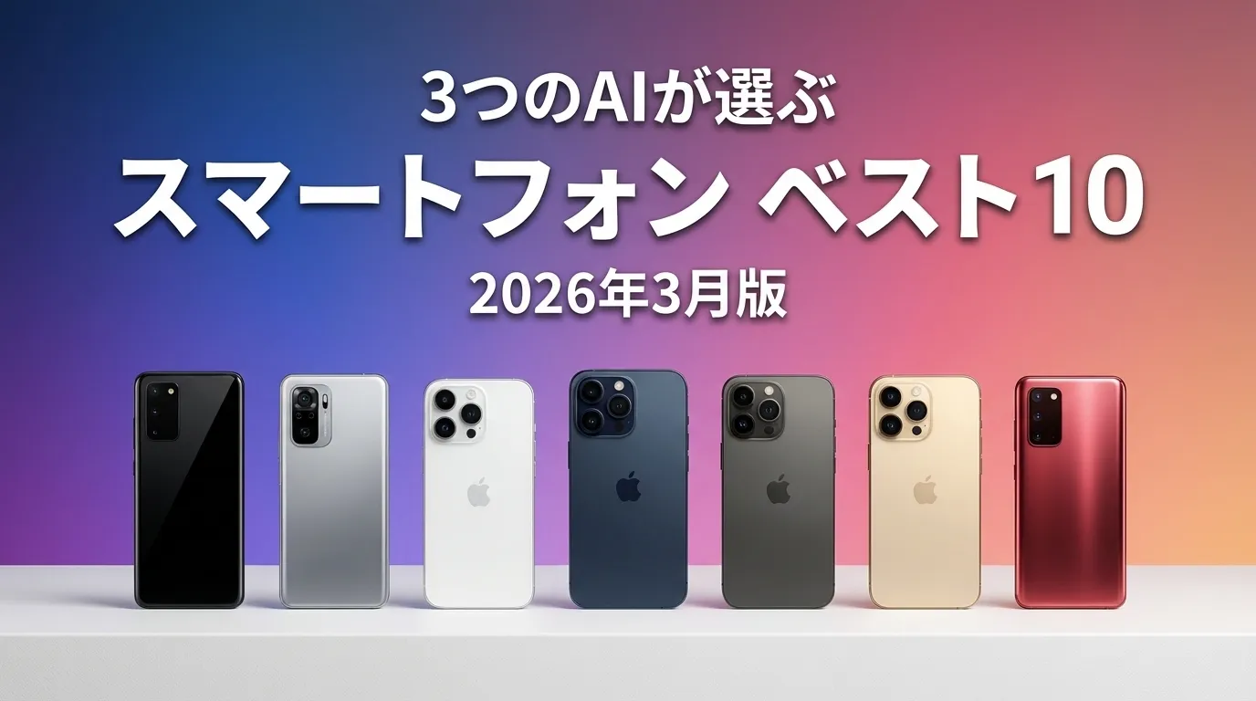 3つのAIが徹底評価。2026年4月版スマートフォンおすすめAIランキング