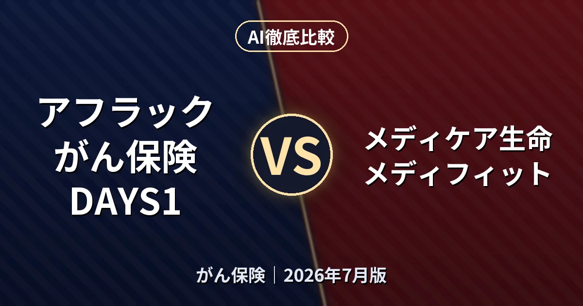 アフラック がん保険DAYS1 vs メディケア生命 メディフィット｜がん保険AI徹底比較