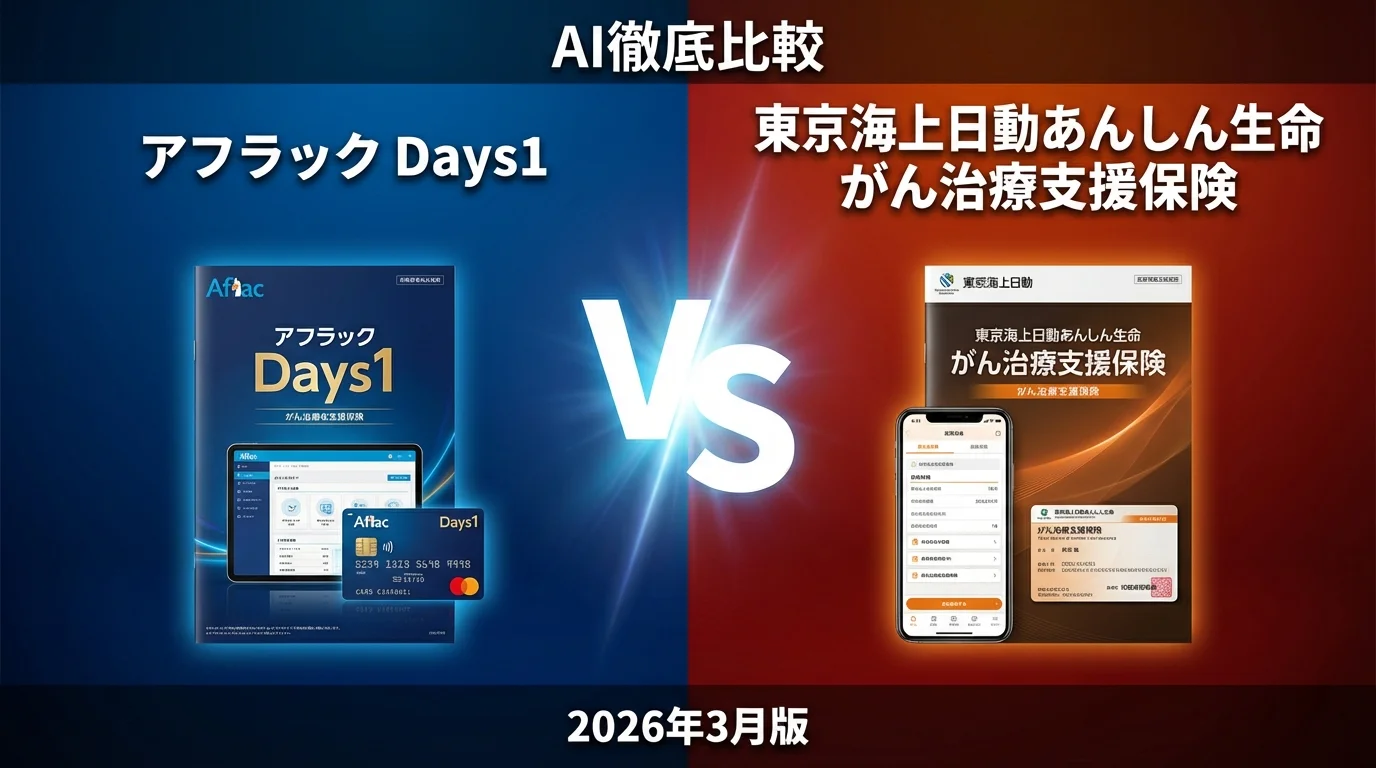 アフラック Days1 vs 東京海上日動あんしん生命 がん治療支援保険｜がん保険AI徹底比較