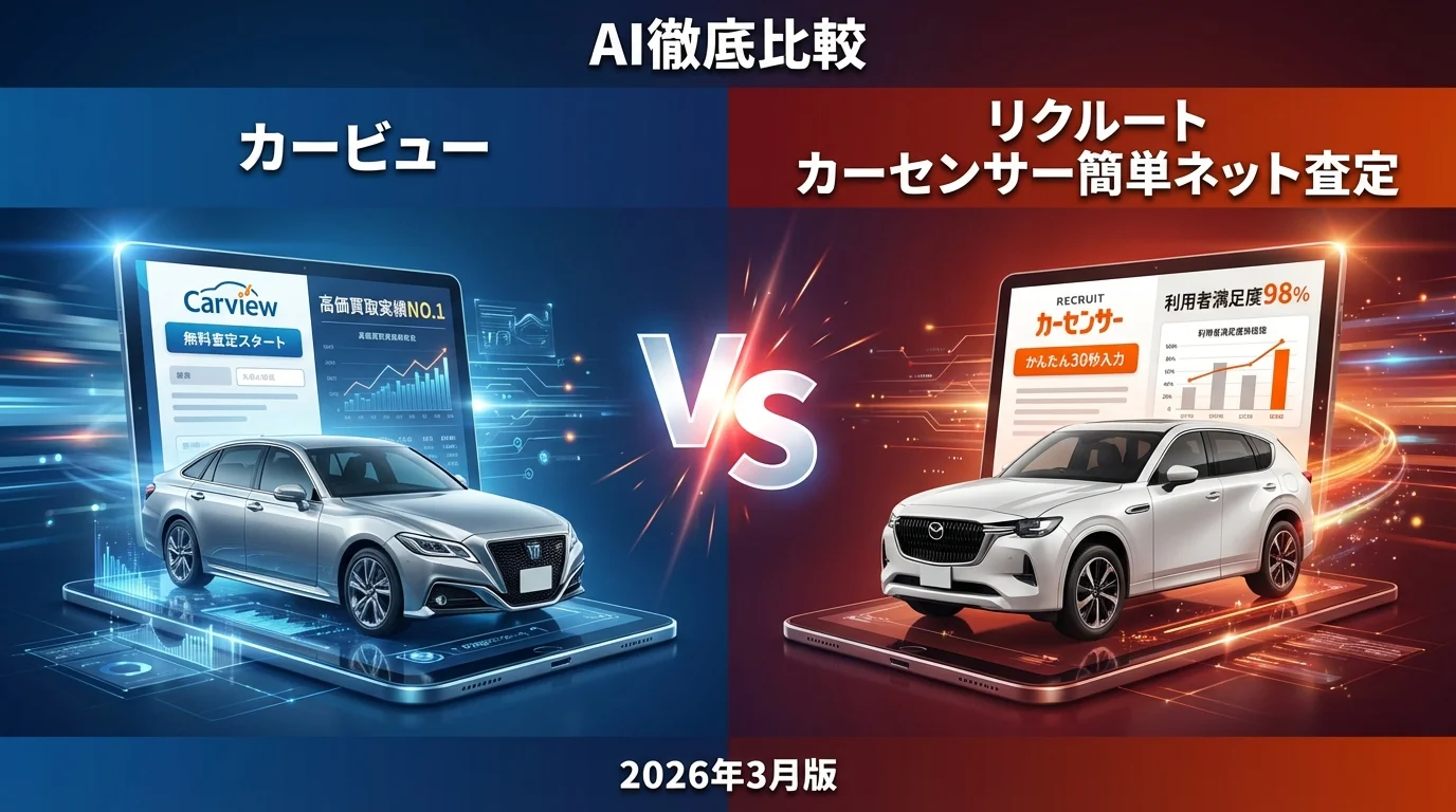 カービュー vs リクルート カーセンサー簡単ネット査定｜車買取AI徹底比較