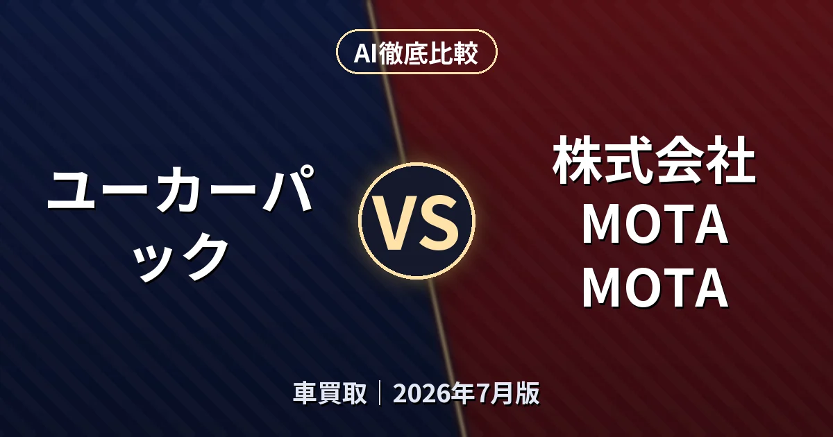 ユーカーパック vs 株式会社MOTA MOTA｜車買取AI徹底比較