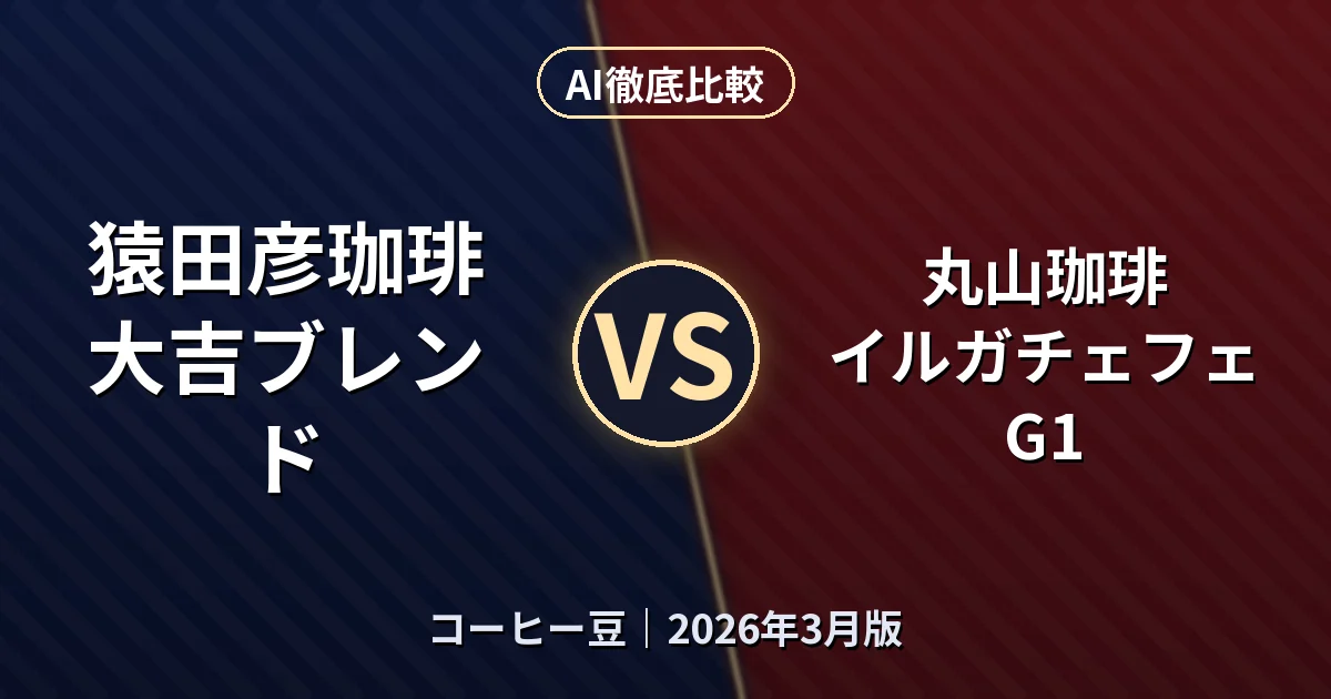 猿田彦珈琲 大吉ブレンド vs 丸山珈琲 イルガチェフェ G1｜コーヒー豆AI徹底比較