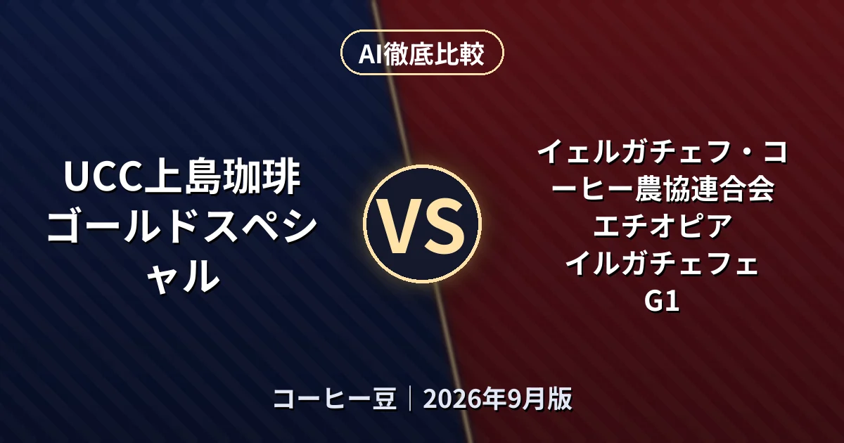 UCC上島珈琲 ゴールドスペシャル vs イェルガチェフ・コーヒー農協連合会 エチオピア イルガチェフェ G1｜コーヒー豆AI徹底比較