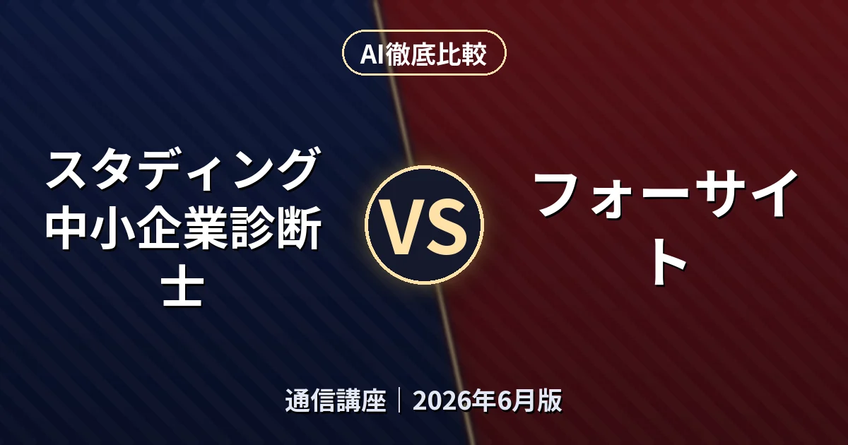スタディング 中小企業診断士 vs フォーサイト｜通信講座AI徹底比較