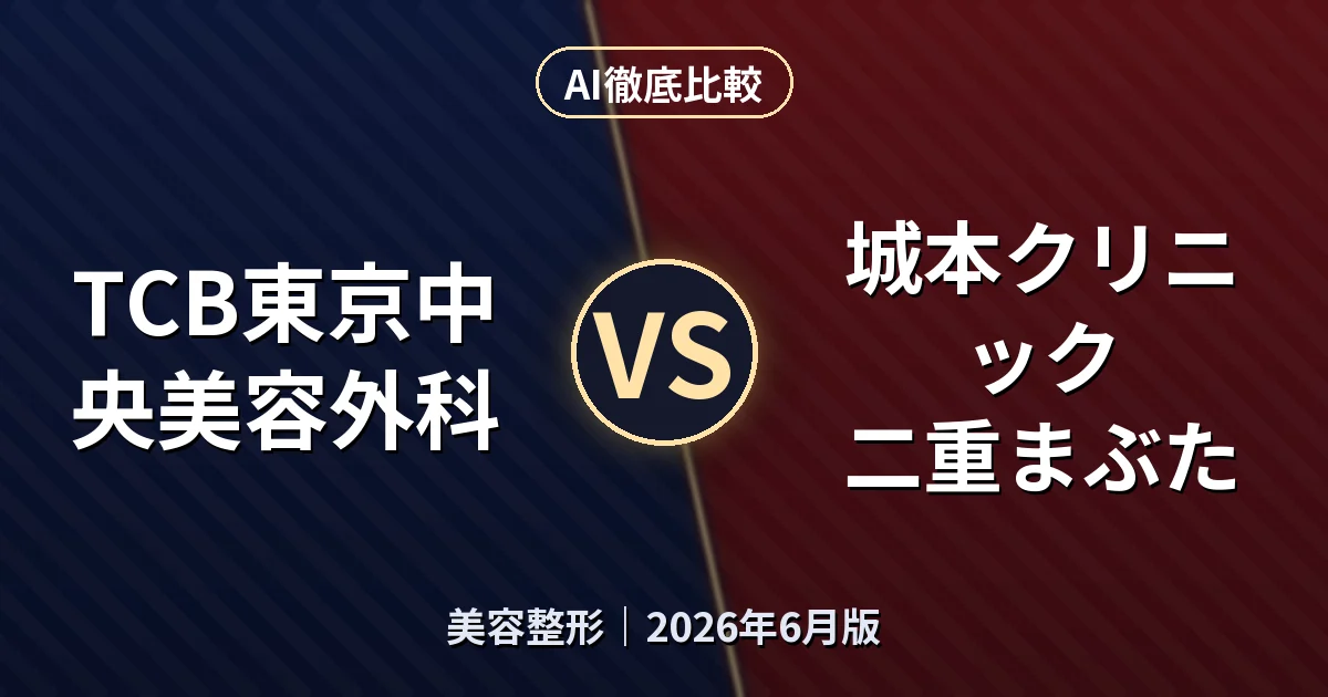 TCB東京中央美容外科 vs 城本クリニック 二重まぶた｜美容整形AI徹底比較