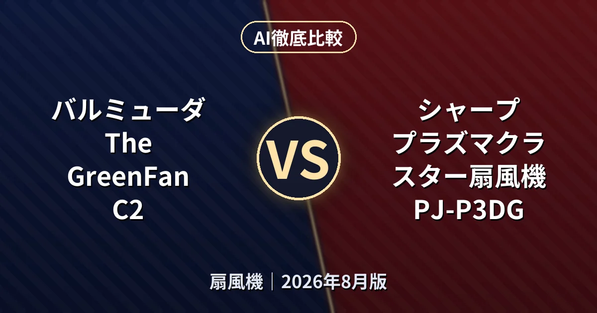 バルミューダ The GreenFan C2 vs シャープ プラズマクラスター扇風機 PJ-P3DG｜扇風機AI徹底比較