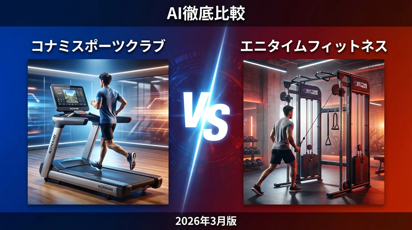 コナミスポーツクラブ vs エニタイムフィットネス｜フィットネスジムAI徹底比較