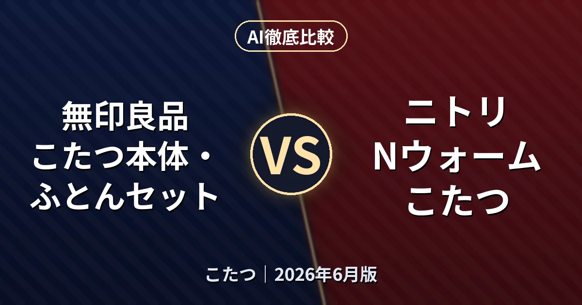 無印良品 こたつ本体・ふとんセット vs ニトリ Nウォーム こたつ｜こたつ AI徹底比較