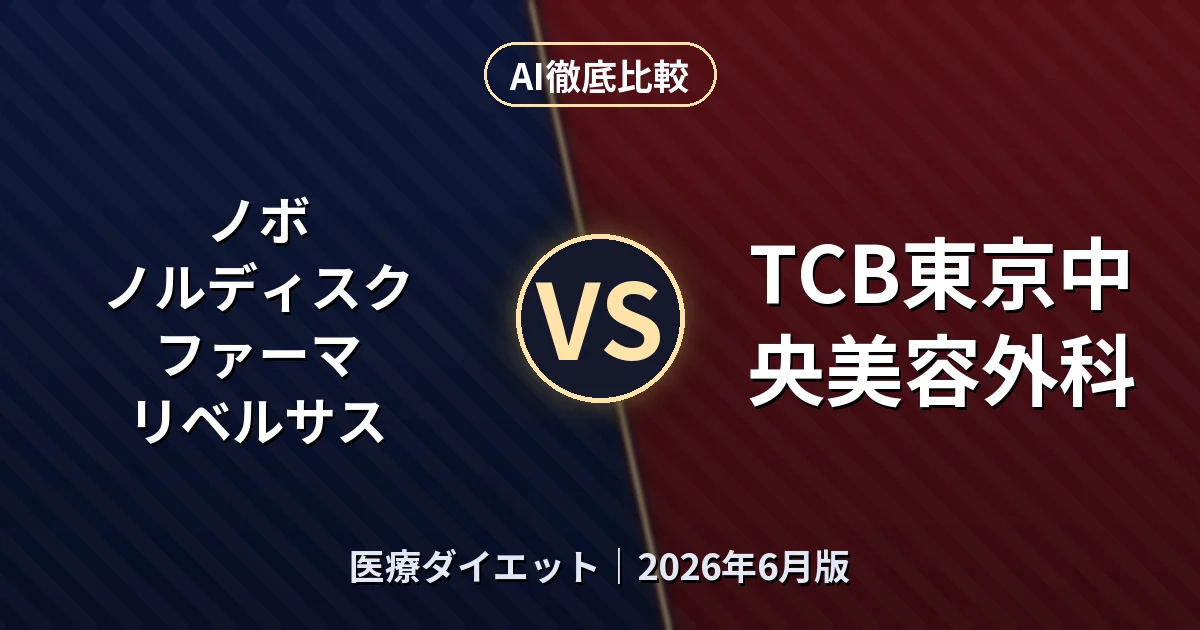 ノボ ノルディスク ファーマ リベルサス vs TCB東京中央美容外科｜医療ダイエットAI徹底比較