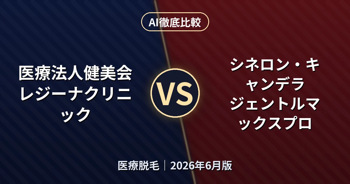 医療法人健美会 レジーナクリニック vs シネロン・キャンデラ ジェントルマックスプロ｜医療脱毛AI徹底比較