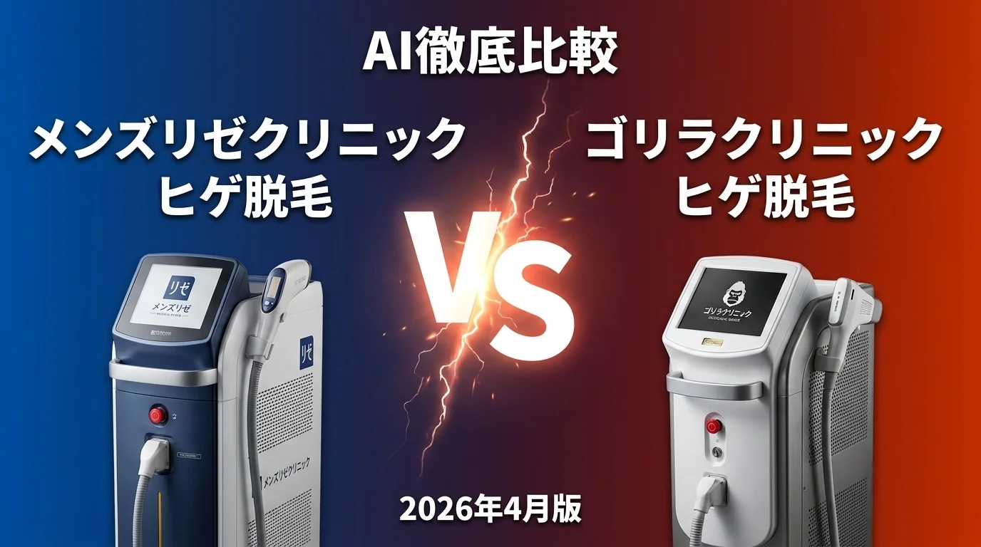 メンズリゼクリニック ヒゲ脱毛 vs ゴリラクリニック ヒゲ脱毛｜メンズ医療脱毛 AI徹底比較