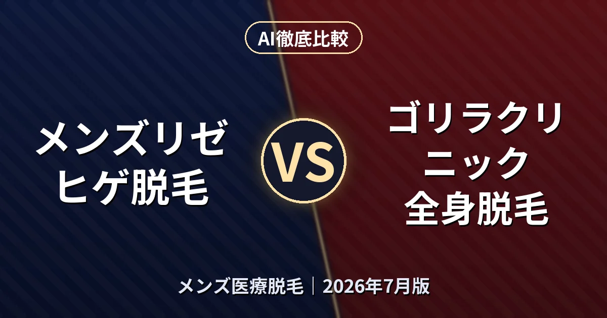 メンズリゼ ヒゲ脱毛 vs ゴリラクリニック 全身脱毛｜メンズ医療脱毛AI徹底比較