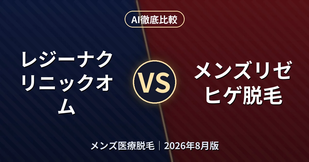 レジーナクリニックオム vs メンズリゼ ヒゲ脱毛｜メンズ医療脱毛AI徹底比較