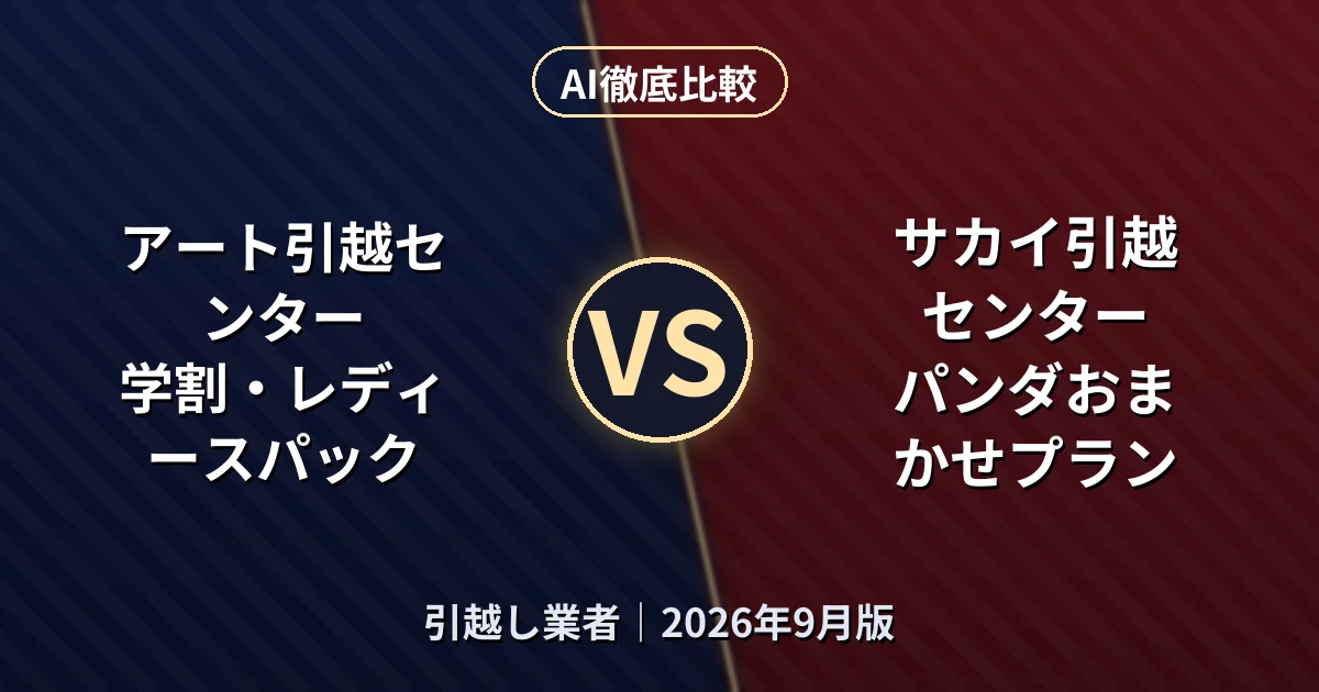 アート引越センター 学割・レディースパック vs サカイ引越センター パンダおまかせプラン｜引越し業者AI徹底比較