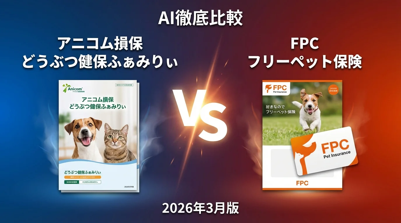 アニコム損保 どうぶつ健保ふぁみりぃ vs FPC フリーペット保険｜ペット保険AI徹底比較
