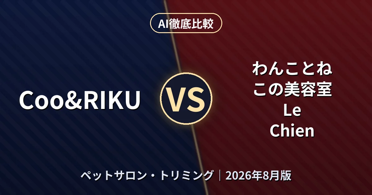 Coo&RIKU vs わんことねこの美容室 Le Chien｜ペットサロン・トリミングAI徹底比較