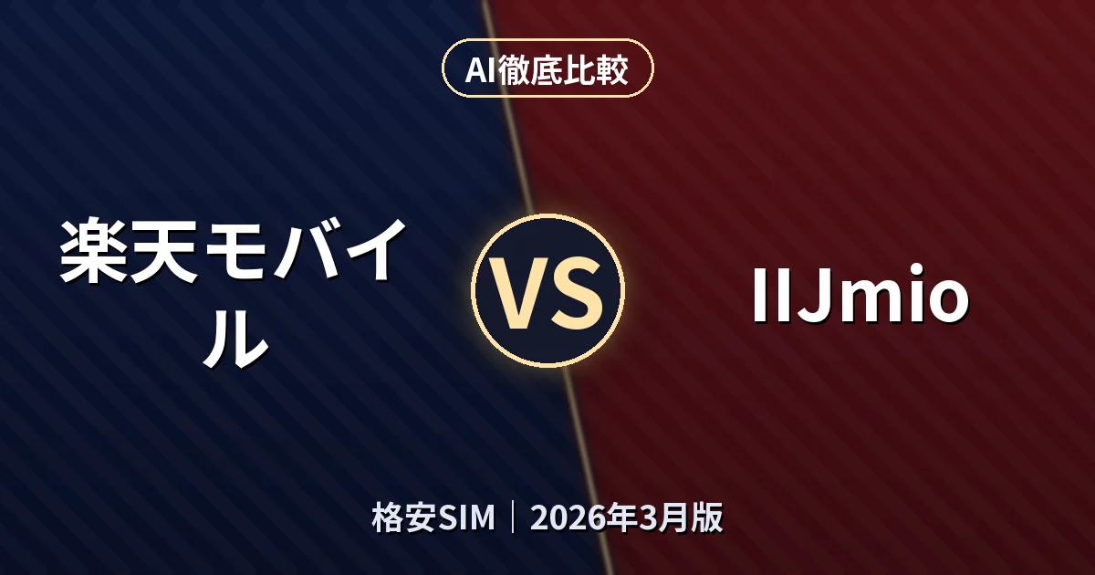 楽天モバイル vs IIJmio｜格安SIMAI徹底比較