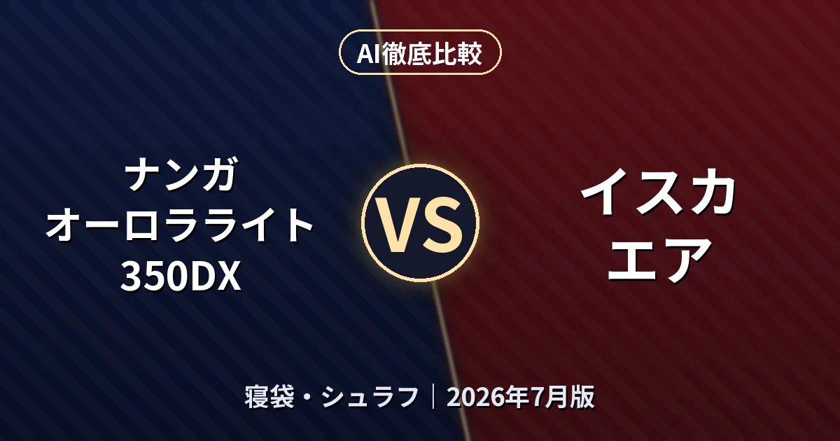 ナンガ オーロラライト 350DX vs イスカ エア｜寝袋・シュラフAI徹底比較