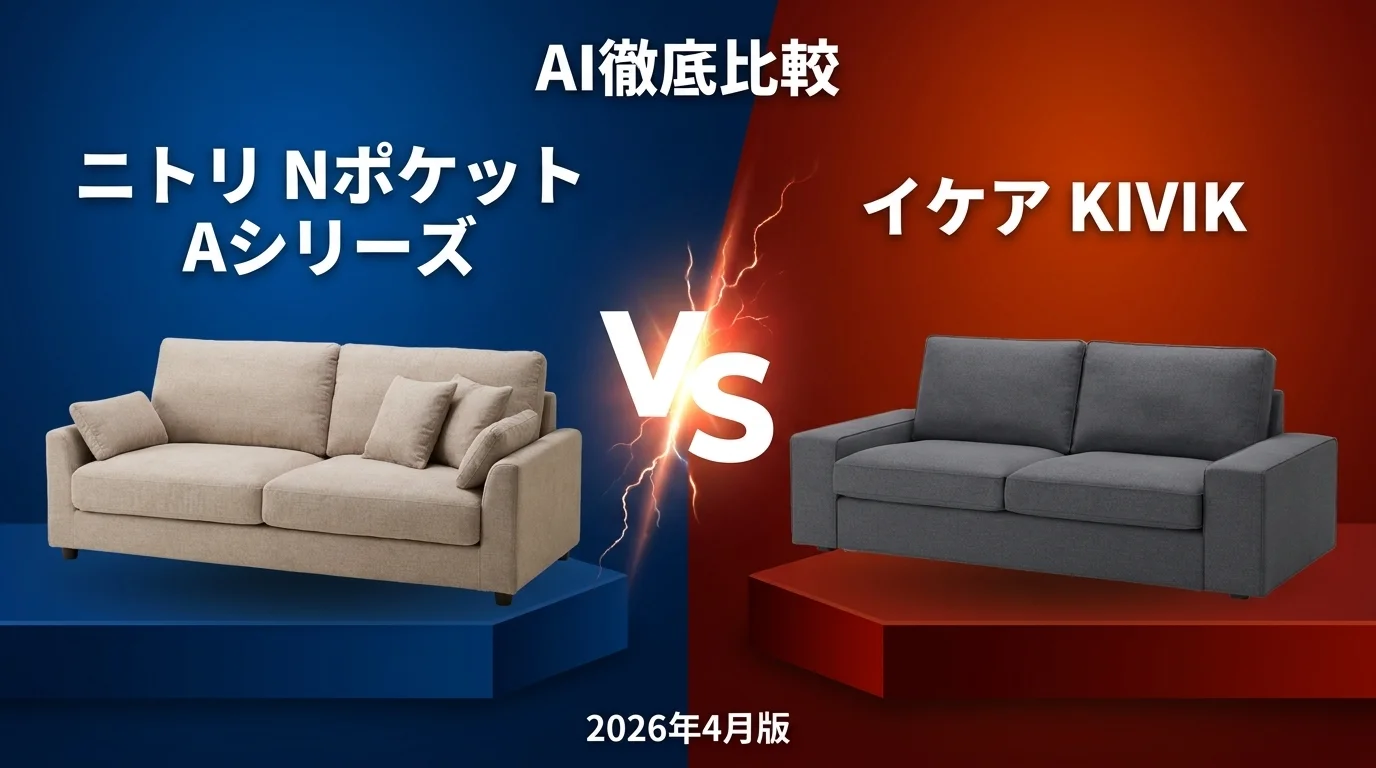 ニトリ Nポケット Aシリーズ vs イケア KIVIK｜ソファ AI徹底比較