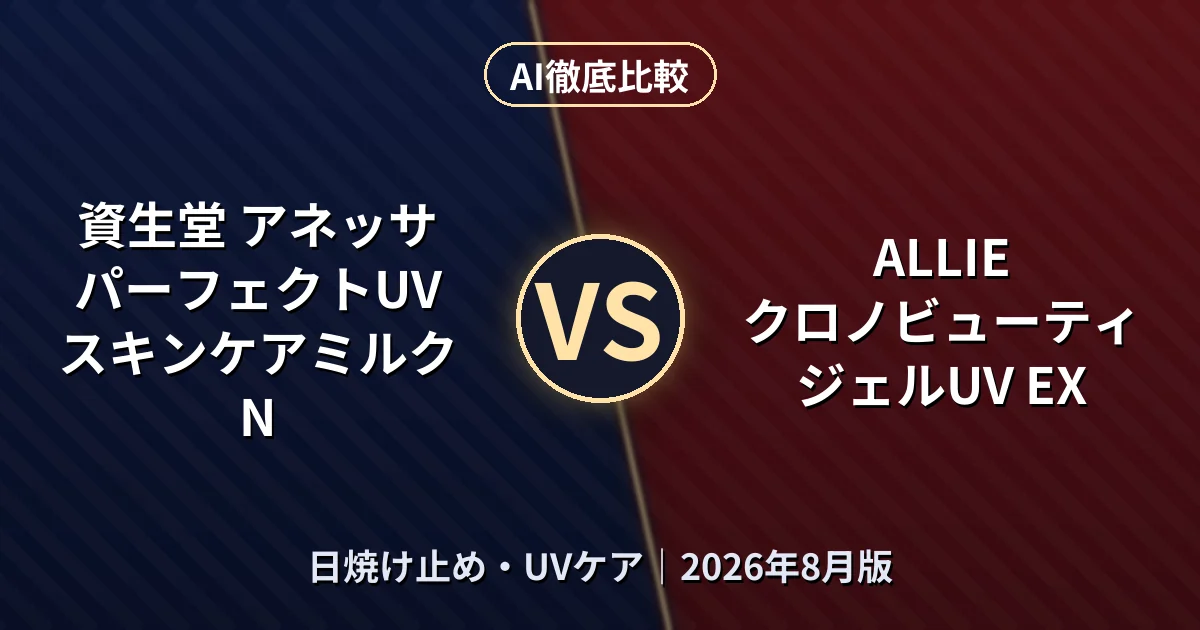 資生堂 アネッサ パーフェクトUV スキンケアミルク N vs ALLIE クロノビューティ ジェルUV EX｜日焼け止め・UVケアAI徹底比較